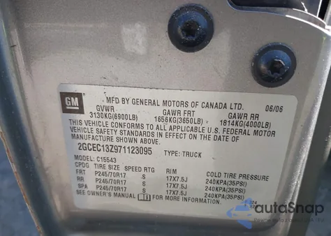 2007 Chevrolet Silverado 1500 Classic Lt1 z USA, uszkodzony, nr VIN 2GCEC13Z971123095